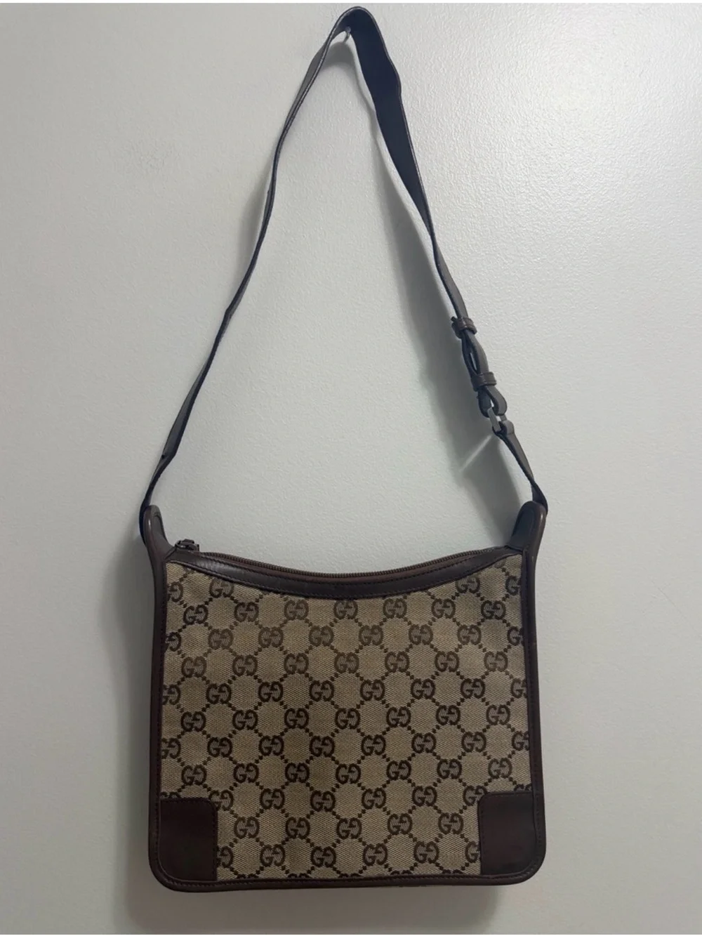 Gucci Tan and Brown GG Monogram Shoulder Bag EUC